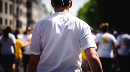 Fototapeta premium person participating in a charity run or walk generative ai