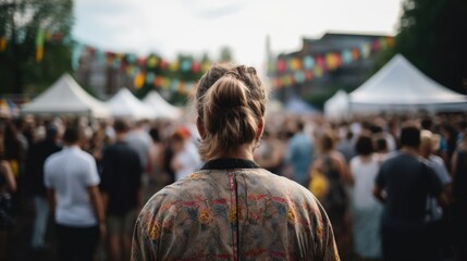 person participating in a community event or local festival. generative ai