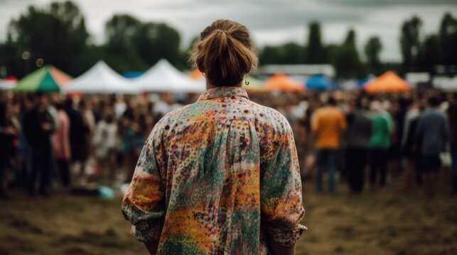 person participating in a community event or local festival. generative ai