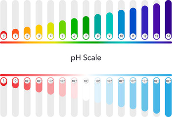 pH scale scientific science illustration infographic with transparent background