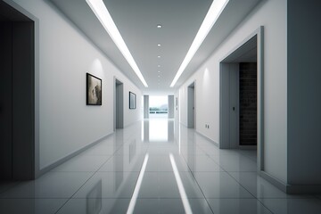 Obraz premium Minimalist hallway with clean lines and no clutter. generative AI