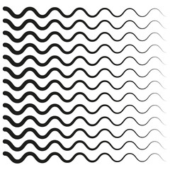 Black wavy lines background. Geometric simple print. Vector illustration.