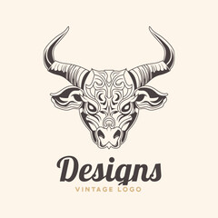 bull head character logo. bull template logo.