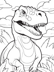 Cute Dinosaur Illustration Animal Vector Line Art Coloring Page