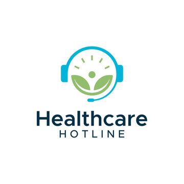 The logo is a unique combination of a leaf in the shape of a person and headphones. It is suitable for use as a health consultation logo or the like.