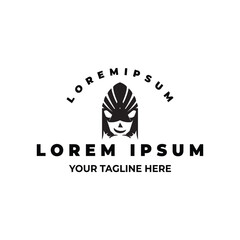 masked hero head face cartoon logo symbol illustration. Superhero character costume mask american warrior comic silhouette icon concept