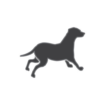 Black Dalmatian dog style silhouette vector symbol logo isolated in white backgroud