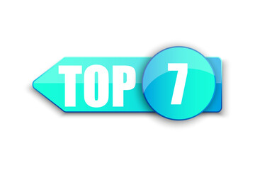 Top 7 small logo. Blue winner sticker seven. Tape best rating. vector illustration.