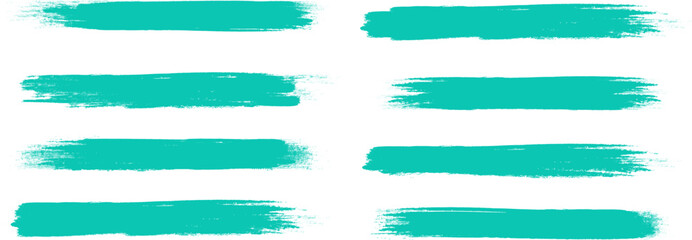 Turquoise brush stroke set isolated on background. Paint brush stroke vector for ink paint, grunge design element, dirt banner, watercolor design, dirty texture. Trendy brush stroke, vector