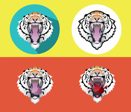 Intricate Vector Tiger Icon Set