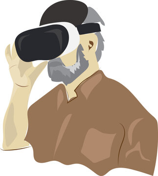 Man with VR Set (Vector)