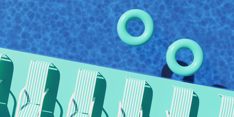 Summer swimming pool background concept image. 3d rendering