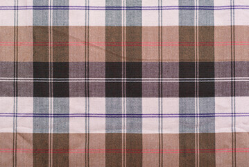 Checkered cotton fabric in earth tones for spring summer fashion designs