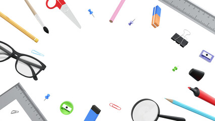 3D Render School Supplies Stationery Equipment