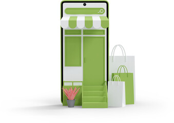 3D Render Online Shopping And Delivery Concept