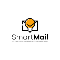 Unique logo combination of envelope, light and check.