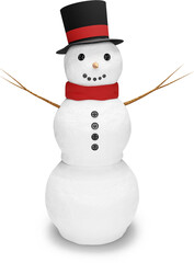 3D Render Snowman With Hat and Scarf