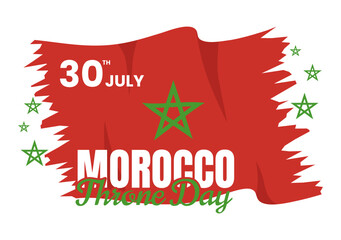 Happy Morocco Throne Day Vector Illustration with Waving Flag in Celebration National Holiday on July 30 Cartoon Hand Drawn Landing Page Templates