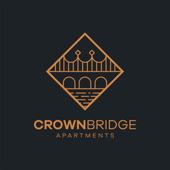 The logo illustrates the image of a bridge made of crowns. It is suitable for use for apartment logos.