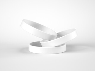 Blank Promo bracelets isolated on white background. 3D illustration, 3D rendering.