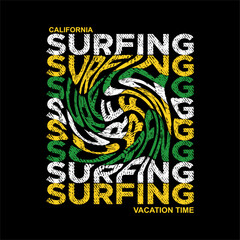 typography design vectors black background with the word surfing on it