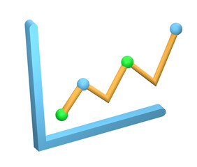 3d illustration colorful line chart with dots, fit for graph, statistic, data, report, etc.