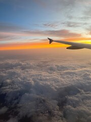 airplane in the sky at sunset, Photography 