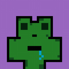 8 bit of pixel froggy character. sleeping froggy in vektor illustrations for game assets or cross stitch patterns.	