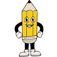 Vintage Anthropomorphic Yellow Pencil