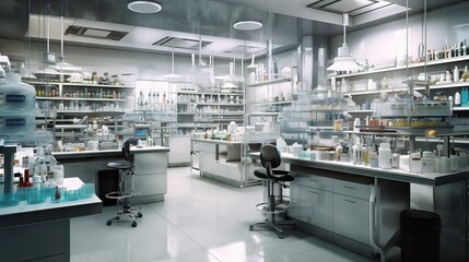 Research laboratory with scientific equipment, technology, and resources for experiments, generative ai