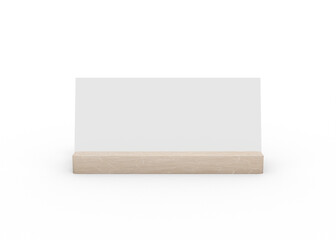 Table tent mockup with wooden base