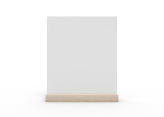 Table tent mockup with wooden base