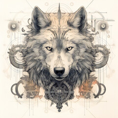 portrait of a wolf animal Emblem