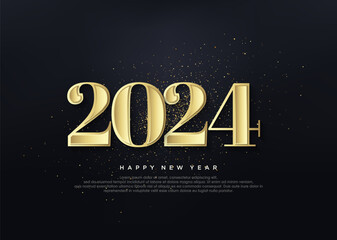 Classic gold number 2024, for the greeting of the 2023 new year celebration.