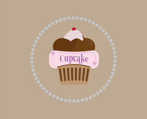 Vector image of cupcake for logo design. Modern and versatile design with high vector quality. Ideal for branding, bakery, and confectionery businesses. Perfect for creating logos and other promotiona