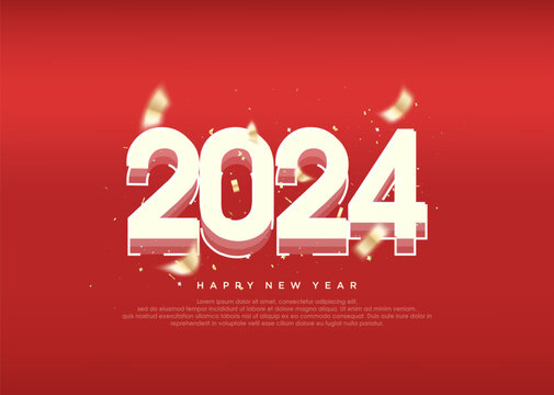 3d happy new year 2024, modern poster banner greeting.