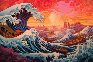 an artistic picture of an ocean wave background