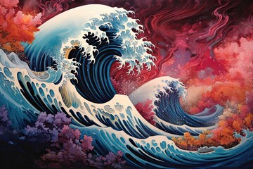 Fototapeta na wymiar an artistic picture of an ocean wave background