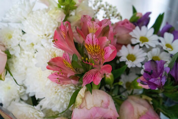 closeup of a beautiful bouquet of flowers