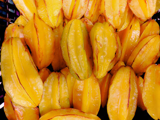 yellow carambola fruit in large quantity