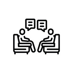 Black line icon for discussing 