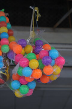 candies balls in a net