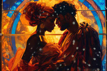 romance fantasy historical African art illustration - obrazy, fototapety, plakaty