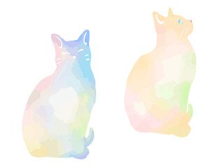 ファンタジー風な虹色猫の可愛いイラスト