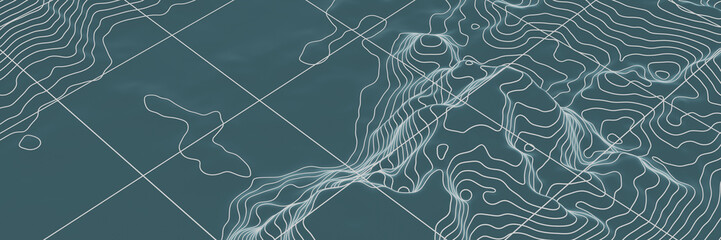 Topographic contour map with grid lines.