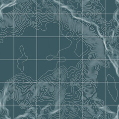 Topographic contour map with grid lines.