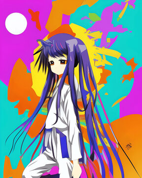 Japanese anime the girl in a kimono