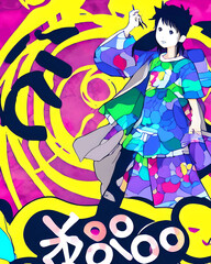 Colorful anime girl