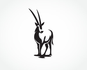elegant graceful stand oryx logo design template illustration inspiration
