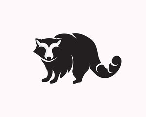 black white silhouette stand raccoon logo symbol design template illustration inspiration